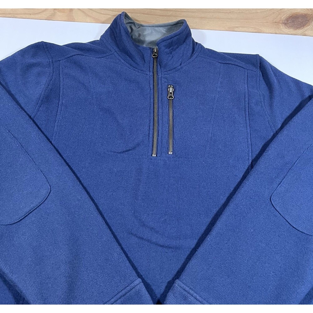 REI 1/4 Zip Blue Fleece Pullover W/ Elbow Patches Men's XL Outdoors Hiking - Picture 3 of 10